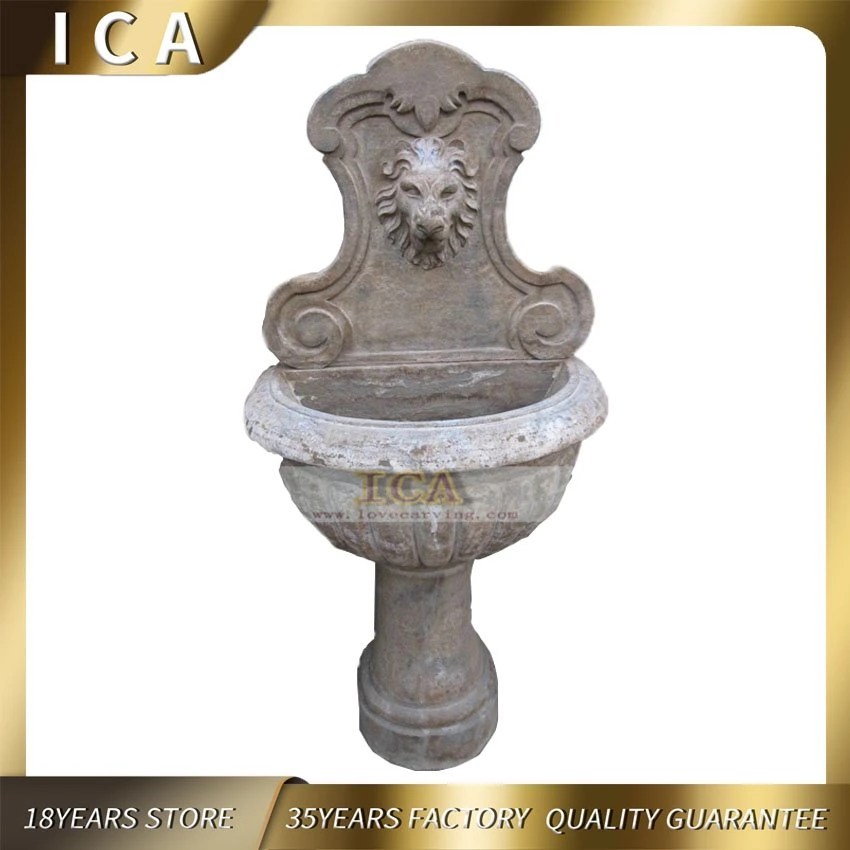 High Quality Garden Marble Antique Fountain with Lion Head Sculpture