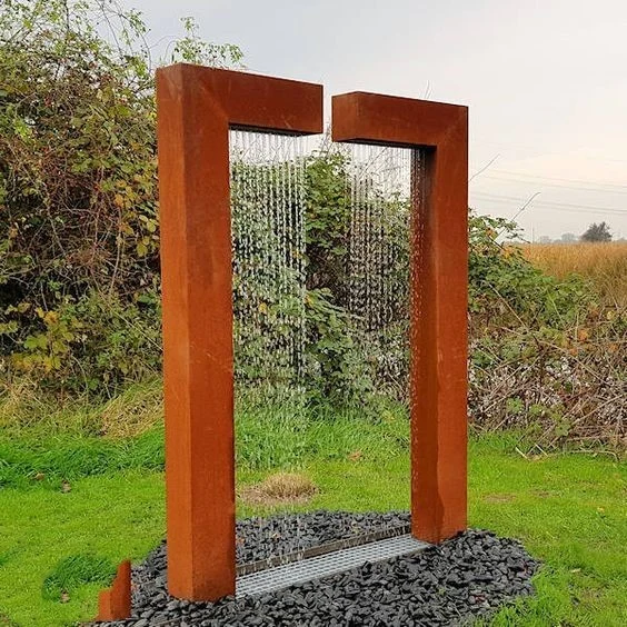 Corten Steel Metal Rain Curtain Water Feature