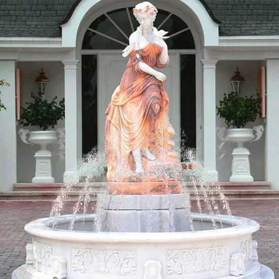 Home Yard Decoration Customized Size Woman Sculpture Water Fountain