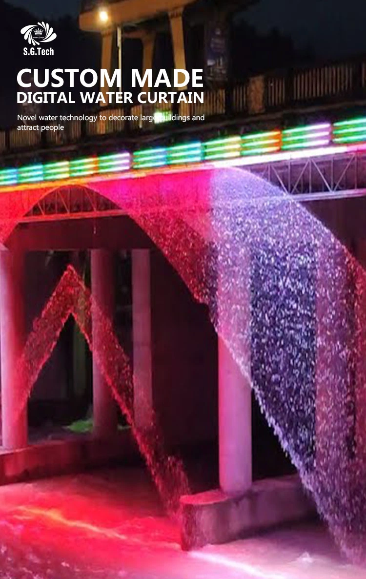 Digital Rain Fall Water Curtain Customized Outdoor Colorful Waterfall Curtain