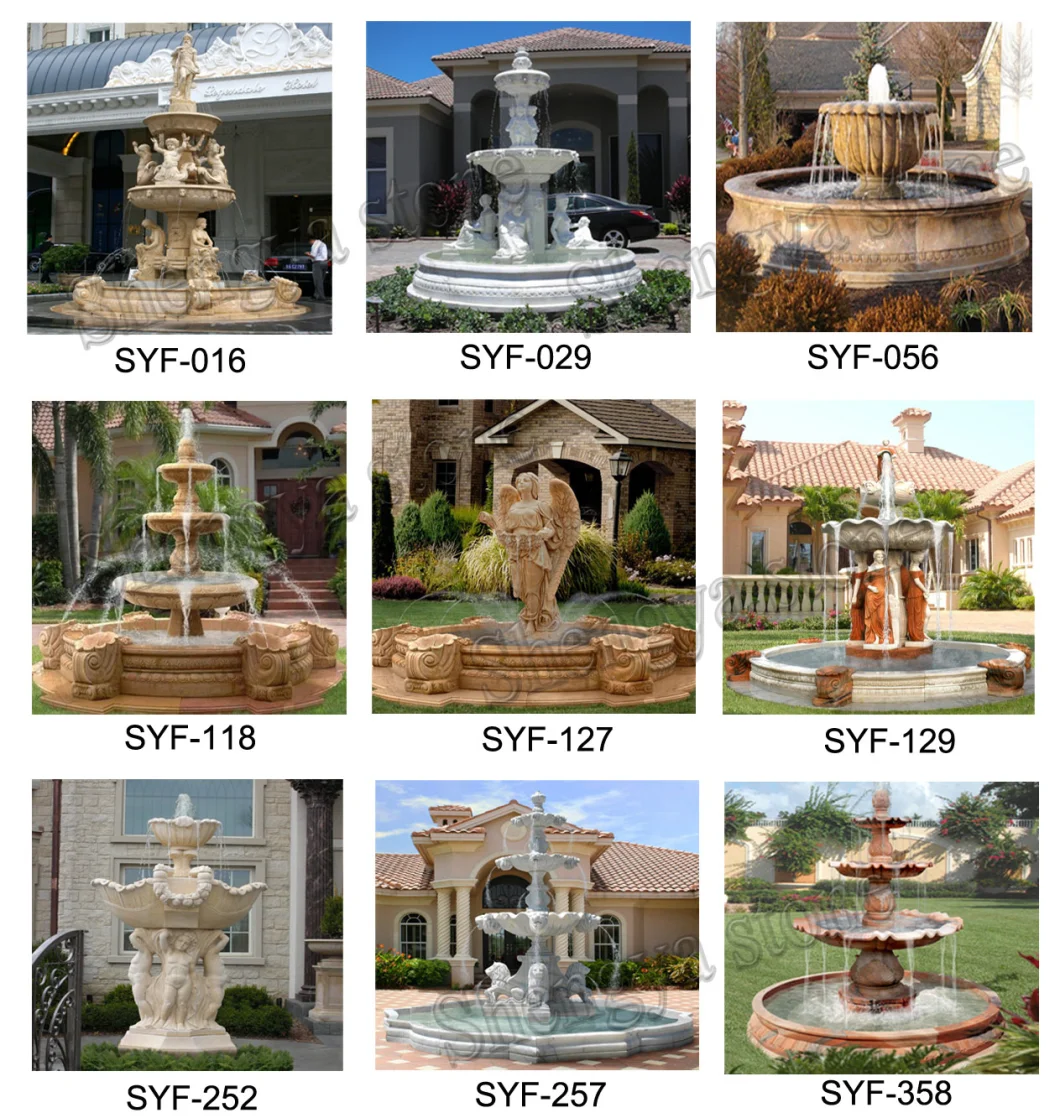 Egypt Cream Marble Stone Sculpture Water Fountain Garden Decorate Fountain (SY-F028)